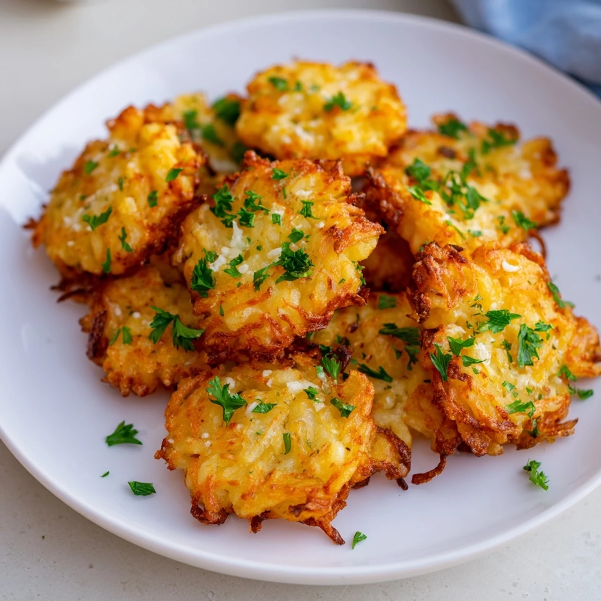 Crispy Air Fryer German Spätzle: golden, air-fried egg noodles ready to serve with fresh parsley.
