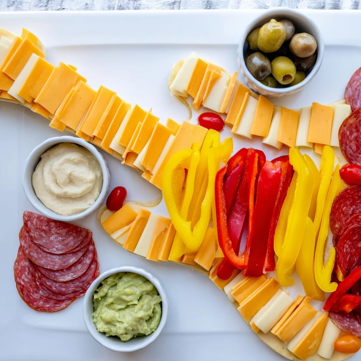 Party-ready Rock Star Guitar Snack Platter: a guitar-shaped, visually appealing snack display with various finger foods.