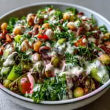 Diese farbenfrohe vegetarische New Years Hoppin John Salad mischt knackiges Gemüse und Reis für einen glückverheißenden Neujahrsstart.