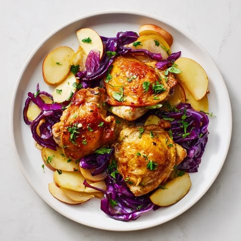 Savory Budget Oktoberfest Chicken and Red Cabbage Bake, perfect for a cozy fall family dinner.