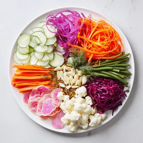 A colorful platter of The Pickled & Fermented Feast, perfect for a tangy and refreshing appetizer.