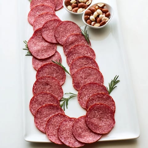 A visually stunning Infinity Loop: Salty salami and crunchy nuts create a unique appetizer for parties.