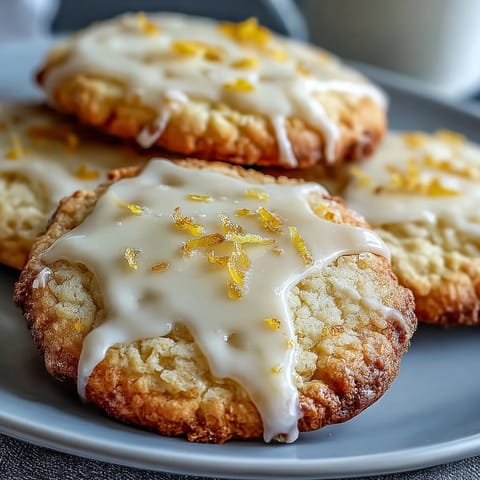 Frischer Zitronen-Zuckerkekse mit zarter Pastellglasur — perfekt für den Frühling.