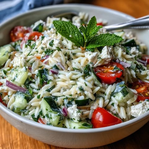Orzo mit Gurke, Feta