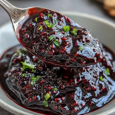 Hausgemachte Brombeer-Jalapeño-BBQ-Sauce, scharf und süß, perfekt zum Dippen oder Glasieren.