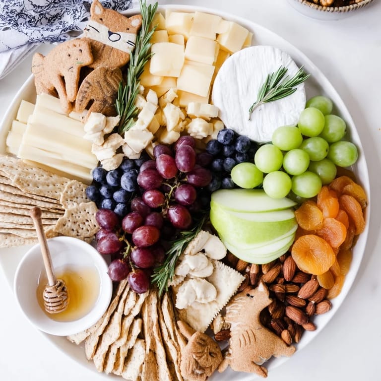 The delightful Cozy Forest Animal Board is ready to serve, with an assortment of snacks and treats.