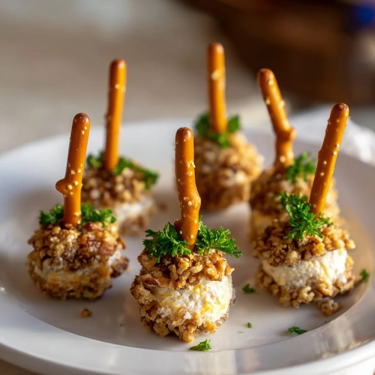 Delicious fall savory acorn cheese ball bites, ready to serve with crackers, look so festive.