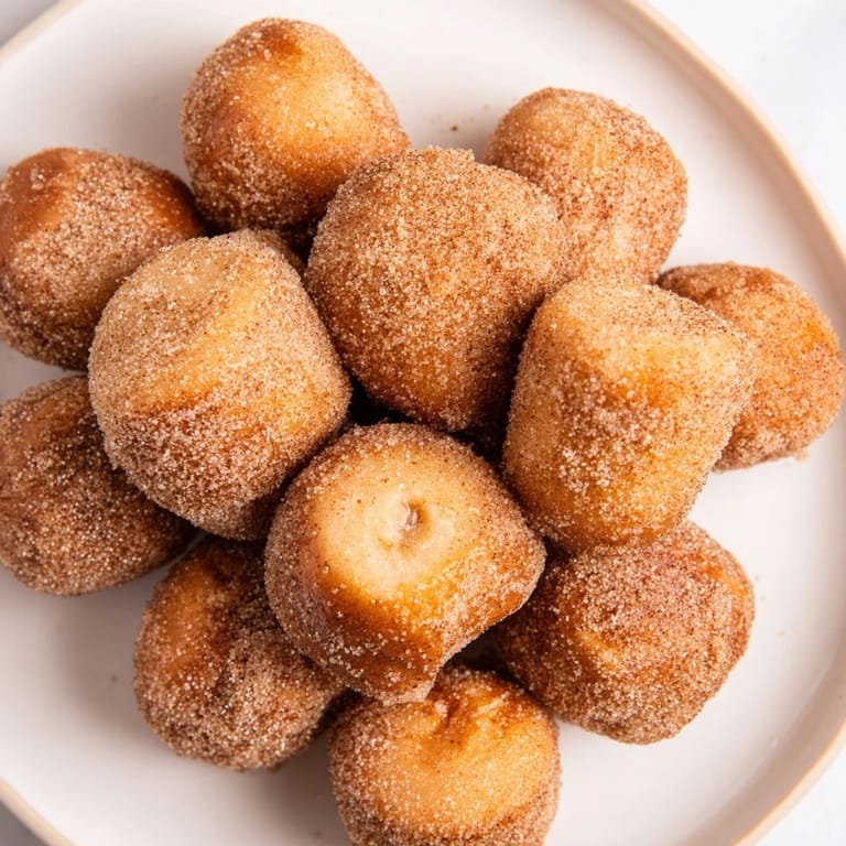 Warm Air Fryer Cinnamon Donuts picture, with a soft, fluffy interior and a sweet cinnamon topping.