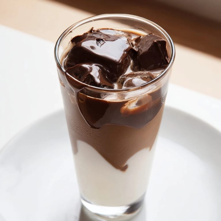 Enjoy a visually stunning Chocolate Cracking Iced Latte, with a delightful chocolate shell when stirred.