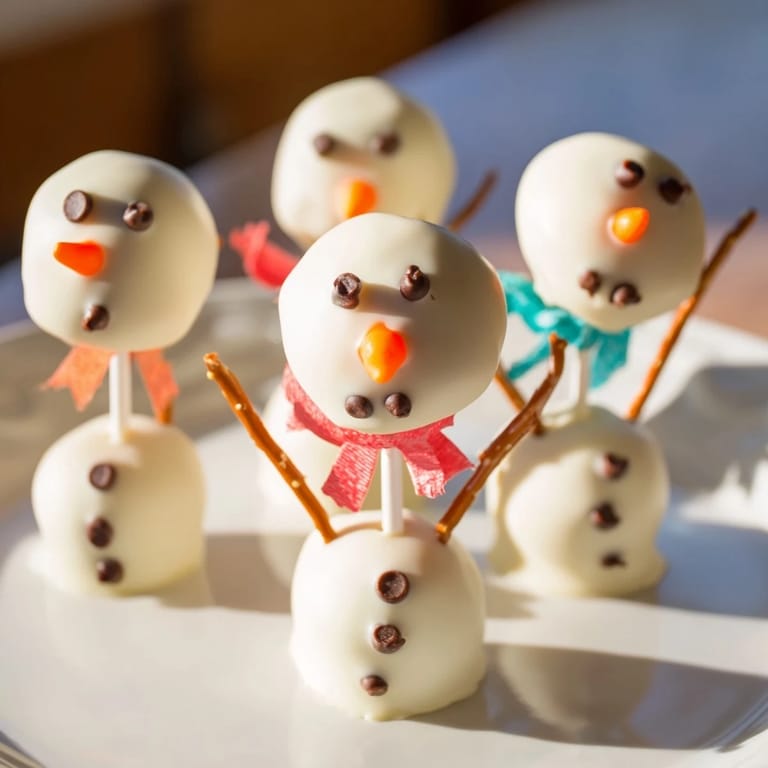 Enjoy perfectly round Oreo Snowman Cake Pops, a delicious holiday dessert for any gathering.