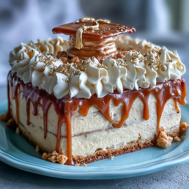 1. Goldener Drip-Geburtstagskuchen mit Abschluss-Mützen-Topper, perfekt für festliche Feiern