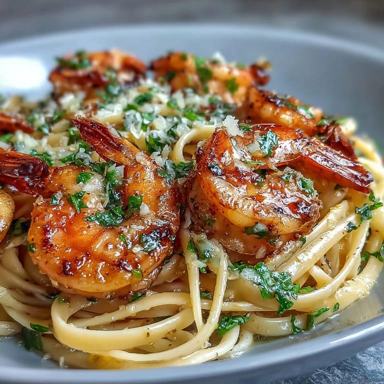 Einfaches Shrimp Scampi Linguine, ein leckeres italienisch-amerikanisches Pasta-Gericht.